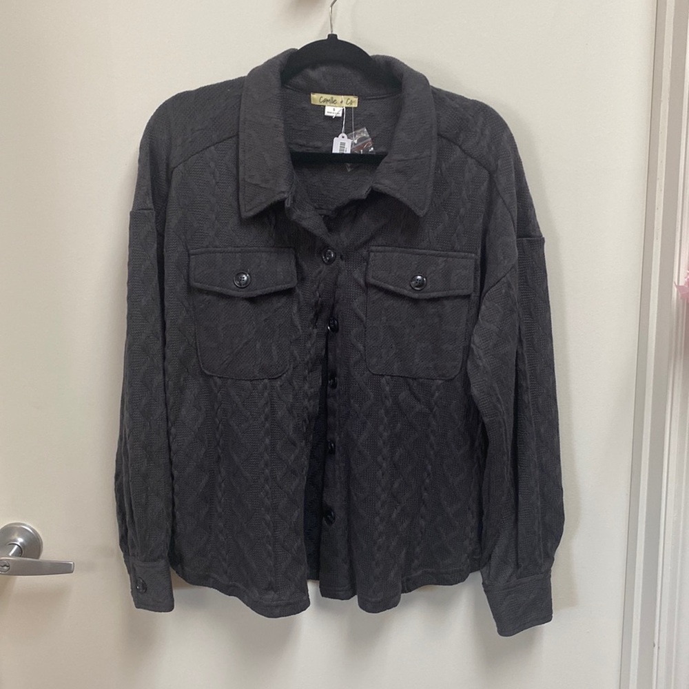 Grey sweater shacket